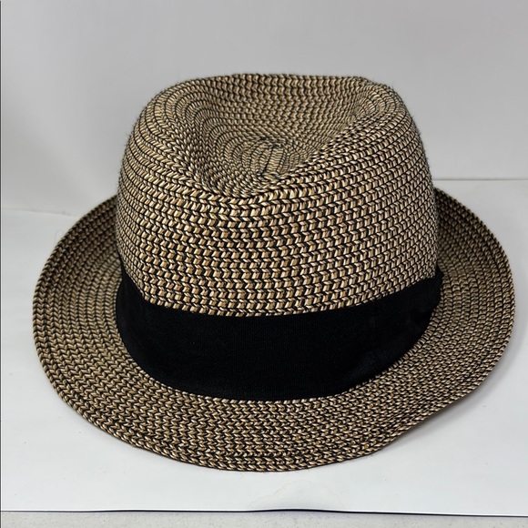 D&Y Tan and Black Woven Hat D&Y Paper Fedora Hat - Picture 2 of 6